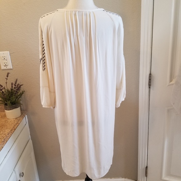 Zara Dresses | Zara Ecru Embroidered Tunic Dress | Poshmark